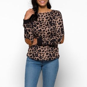 Pink clover leopard print sweater